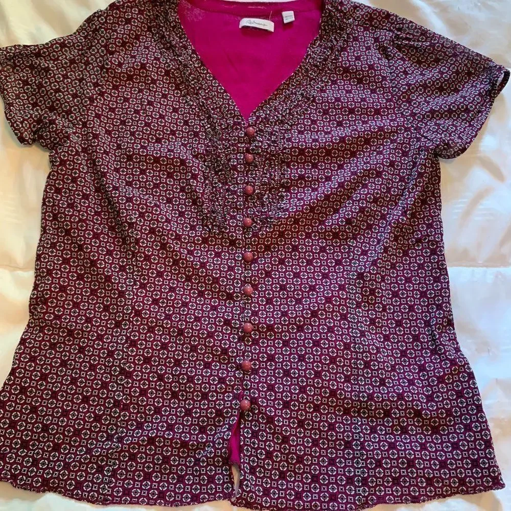 Pretty maroon Blouse, Size XL fits M - Picture 2 of 12
